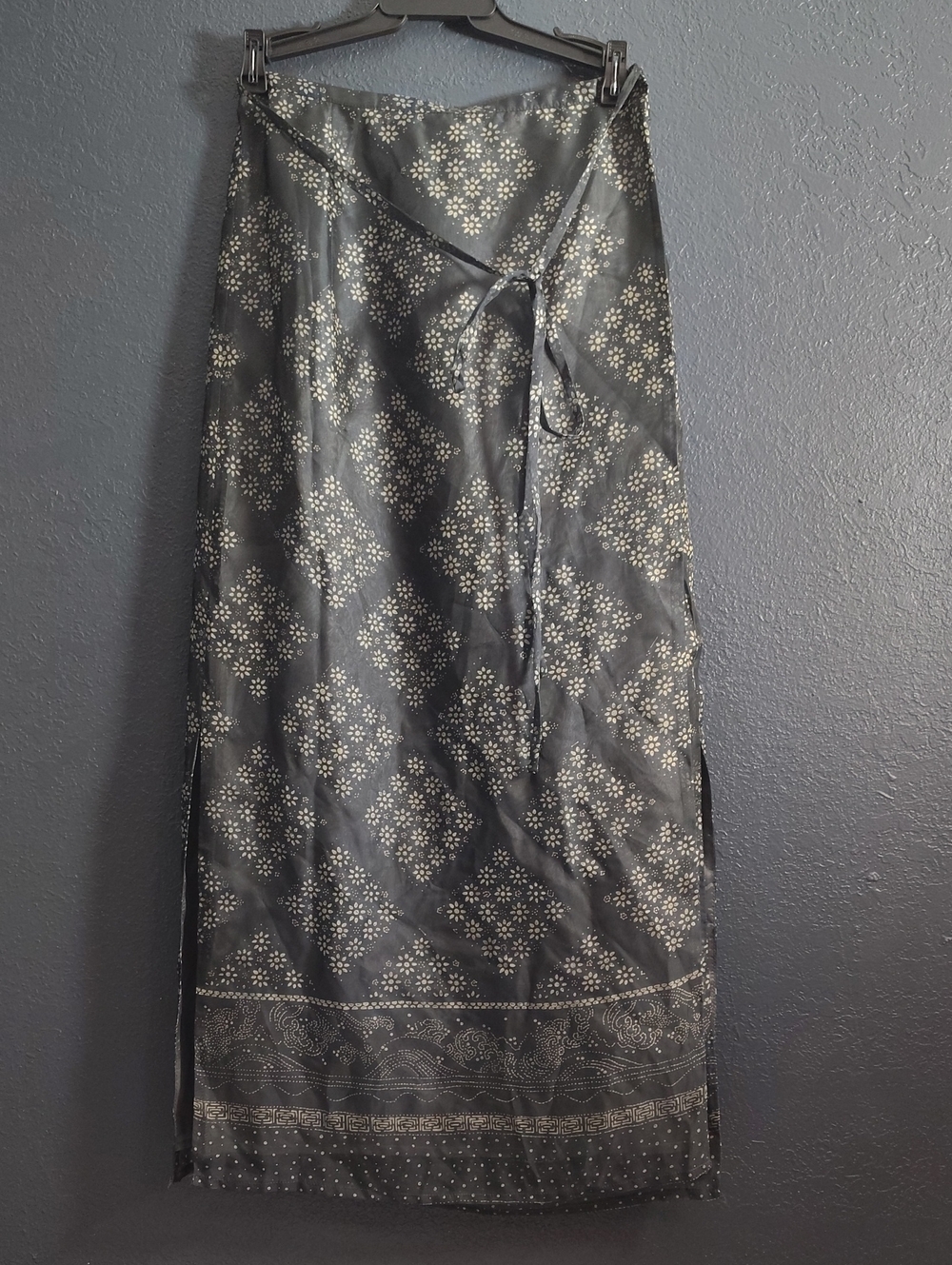 Oscar de la Renta Vintage 90s Y2k Silk Floral Wrap Skirt Maxi Slits Both Sides